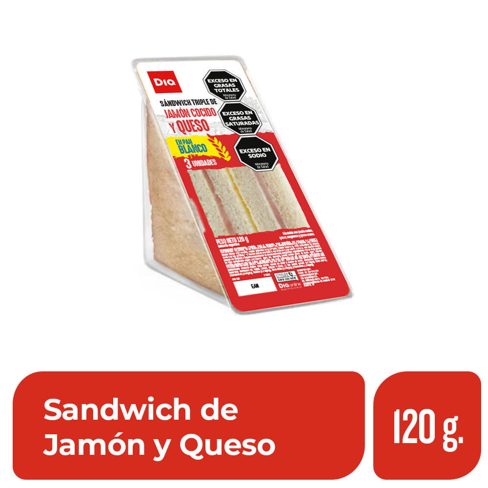 Sandwich Triple Jamon Y Queso Dia 120 Gr. image