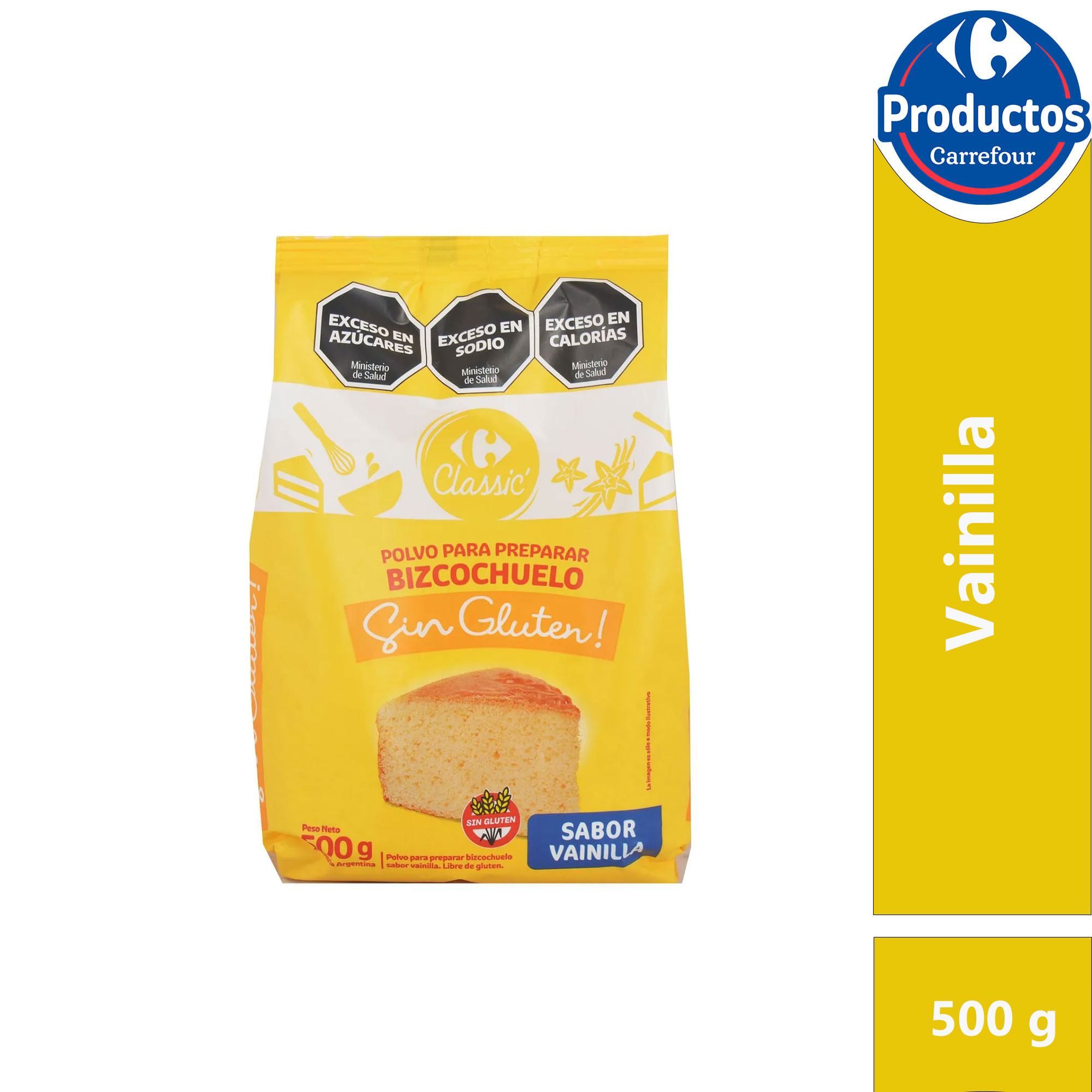 Bizcochuelo de vainilla Carrefour Classic sin tacc en bolsa 500 grs image