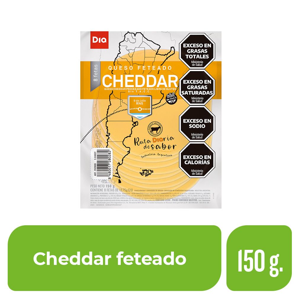 Queso Cheddar En Fetas Dia 150 Gr. image