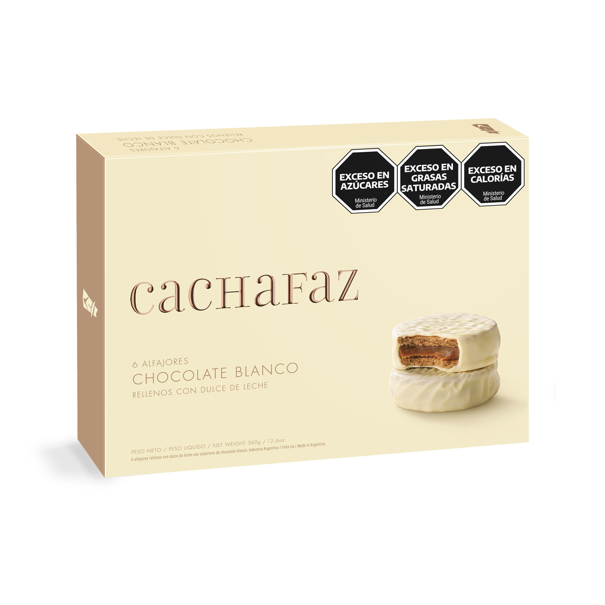Alfajor Cachafaz chocolate blanco 6 u. - imagen del producto
