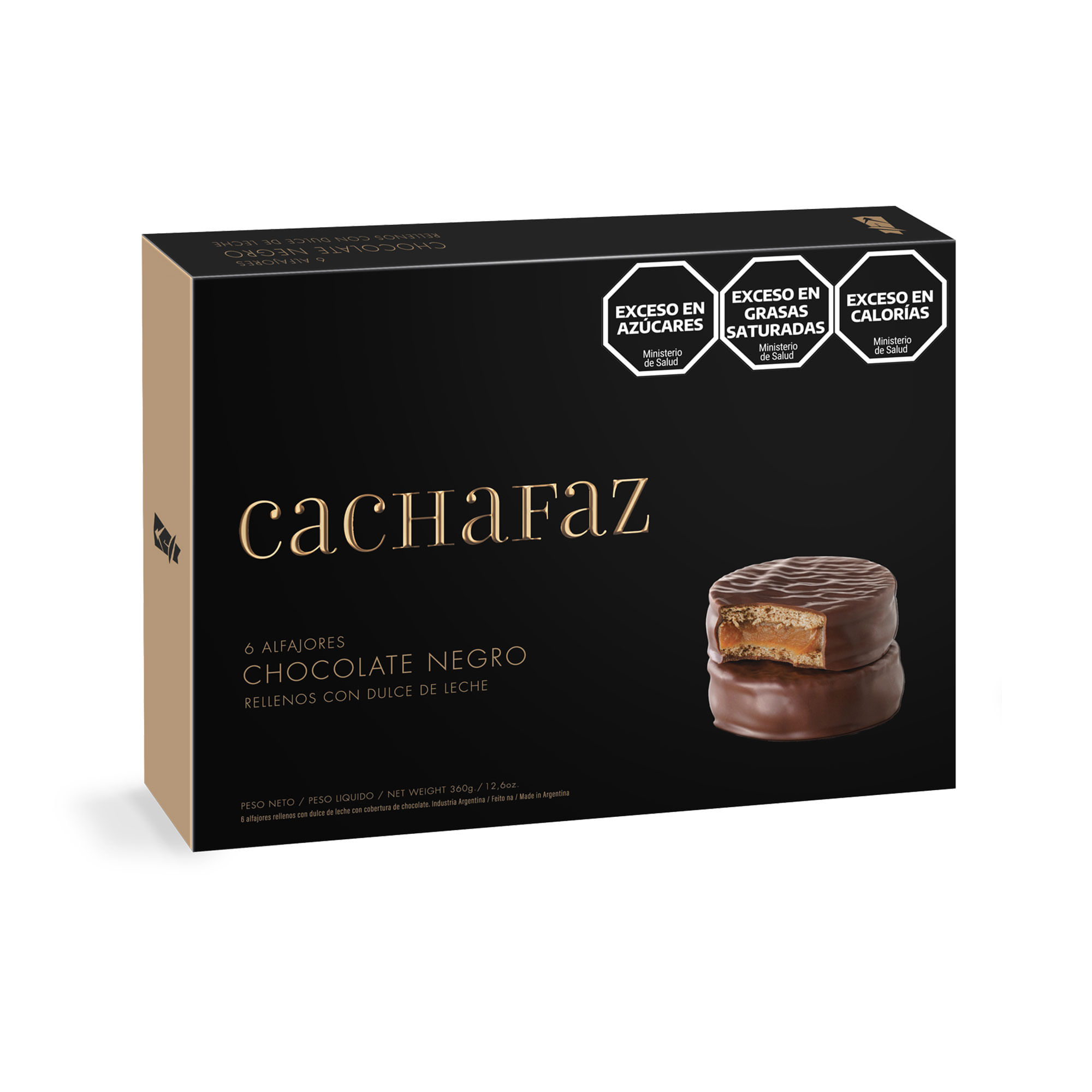 Alfajor Cachafaz Negro 6 U 360 G - imagen del producto