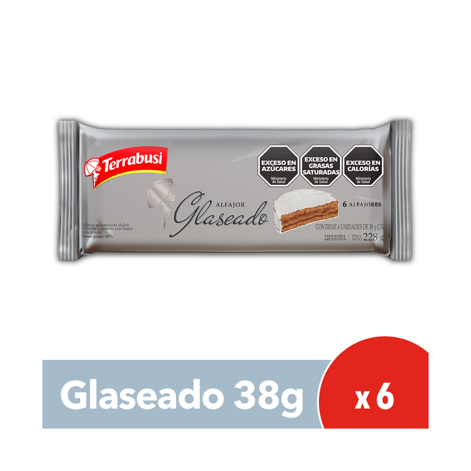 Alfajor Terrabusi Blanco Glaseado 6 U 228 G - imagen del producto