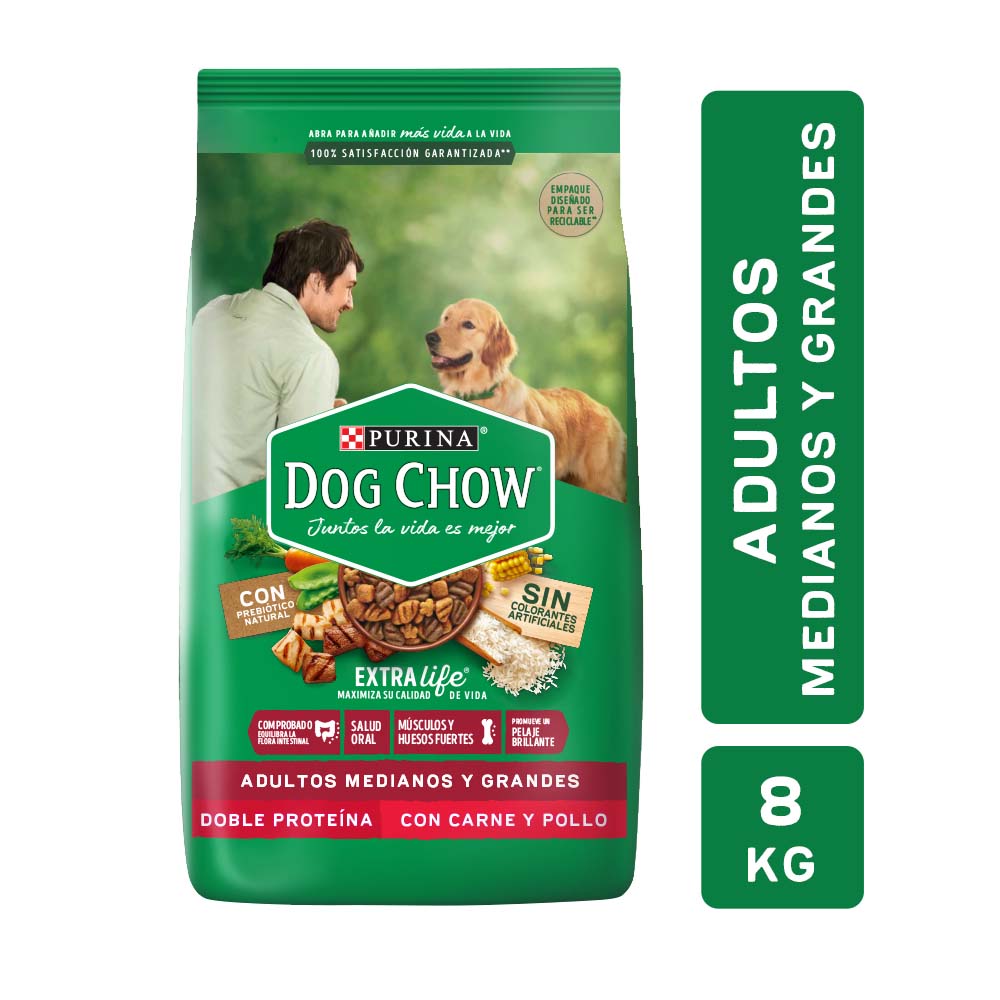 Alimento Dog Chow Para Perros Adultos, Medianos Y Grandes Sabor Carne Y Pollo 8 Kg - imagen del producto