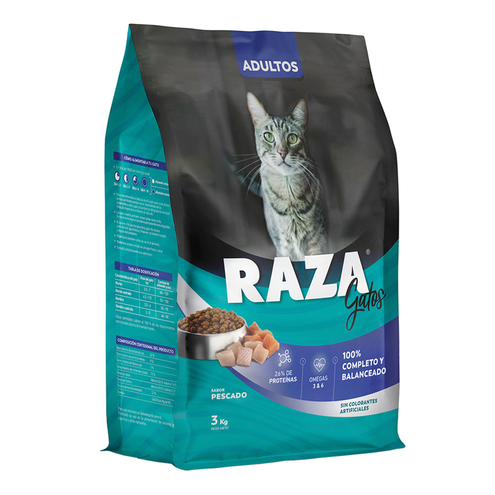 Alimento Para Gatos Adultos Raza Sabor Pescado 3kg - imagen del producto
