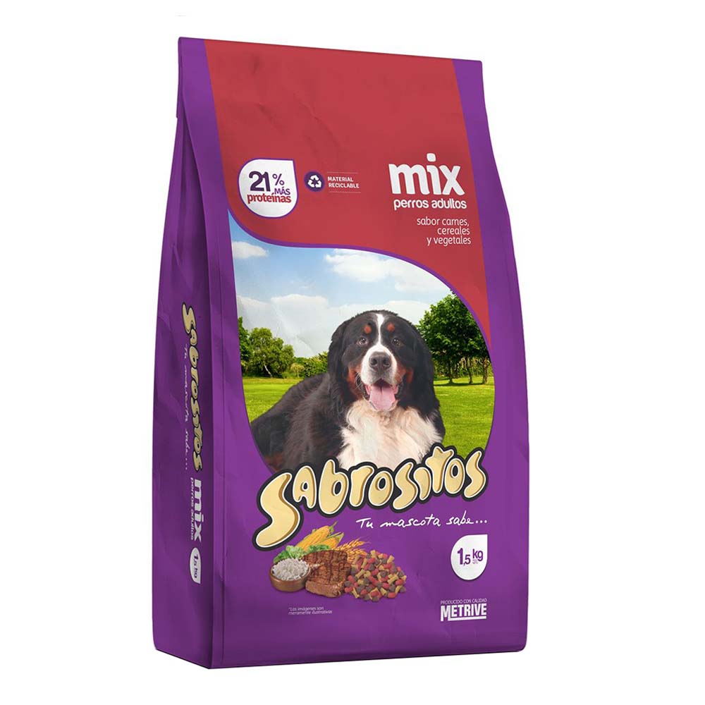 Alimento para Perros Seco Sabor Carnes, Cereales y Vegetales Adulto 1.5 Kg Sabrositos - imagen del producto
