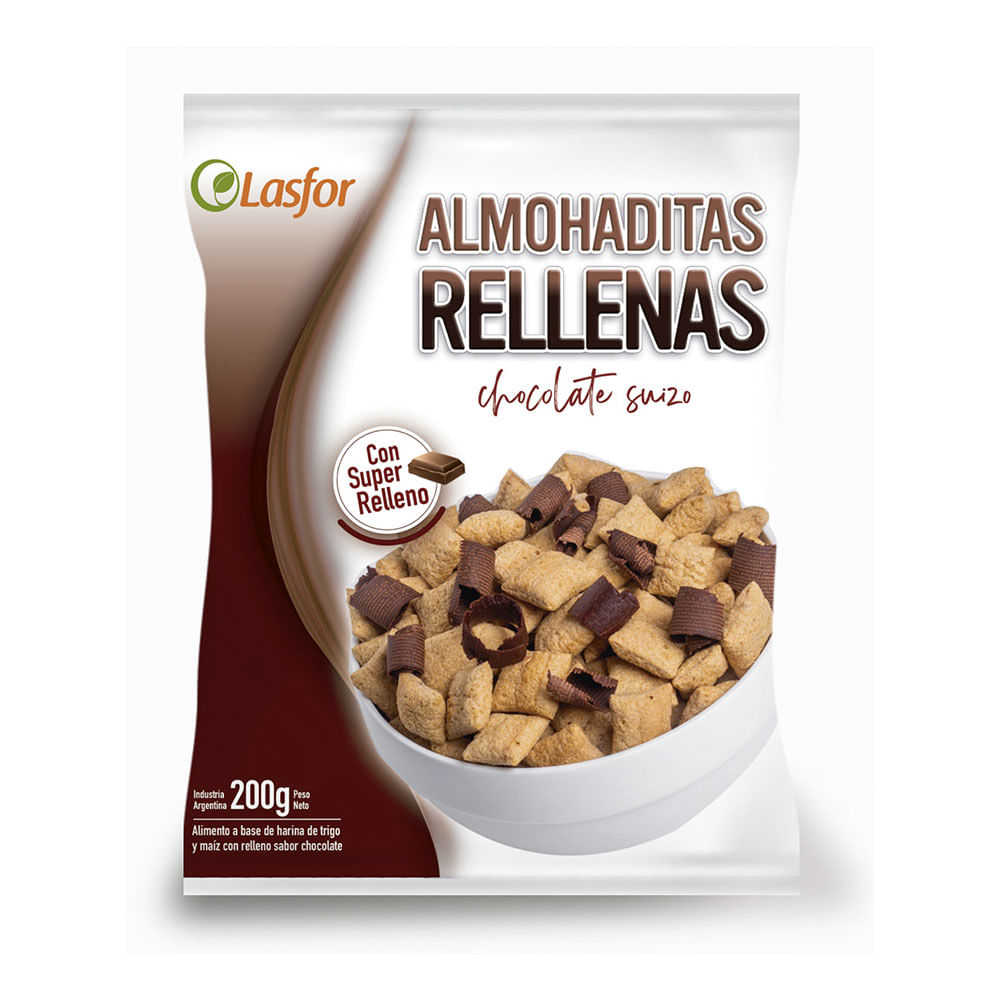 Cereal Almohaditas Rellenas Sabor Chocolate Suizo 200 Grs Lasfor - imagen del producto