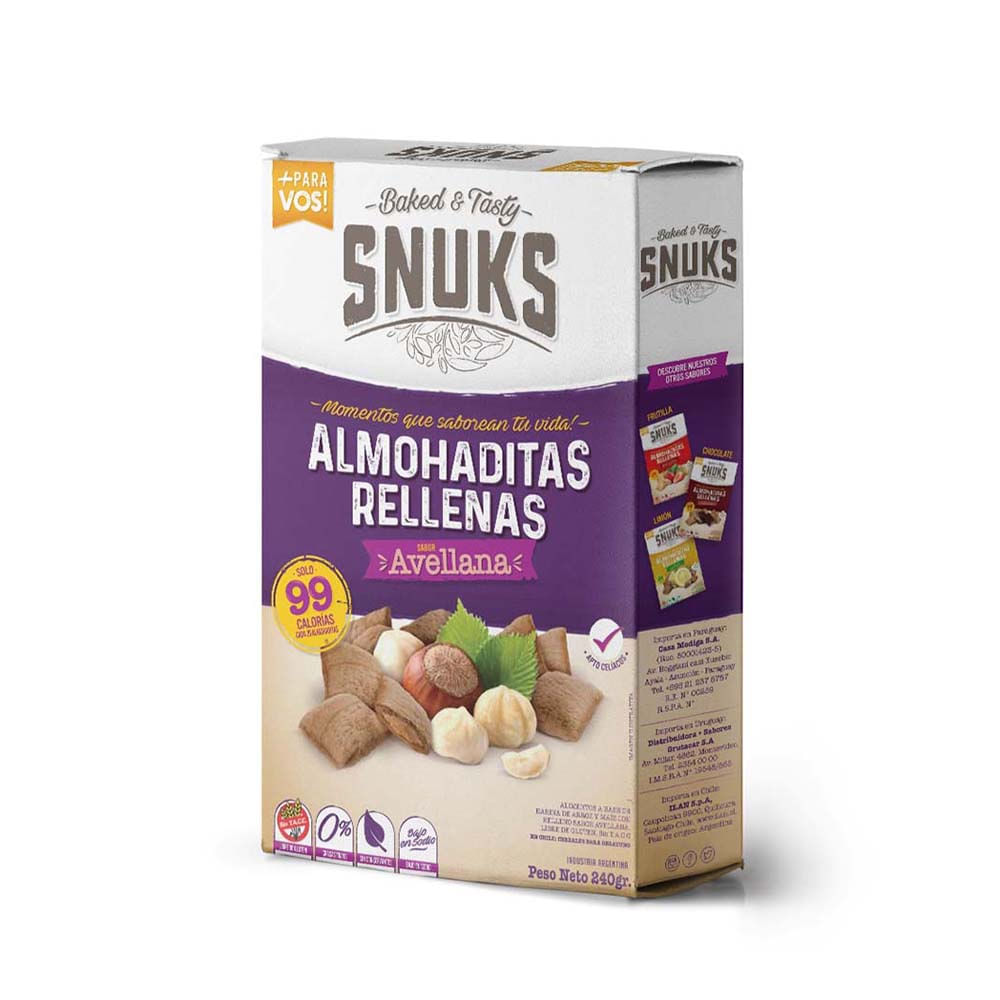 Cereales de Arroz Almohaditas Sabor Avellana 240 Grs Snuks - imagen del producto