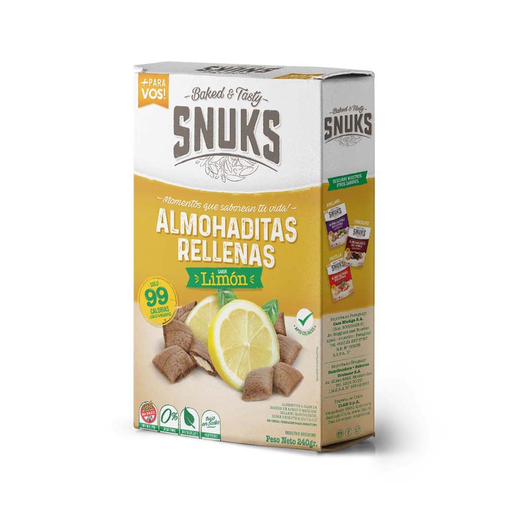 Cereal Almohaditas Rellenas Sabor Limón 240 Grs Snuks - imagen del producto