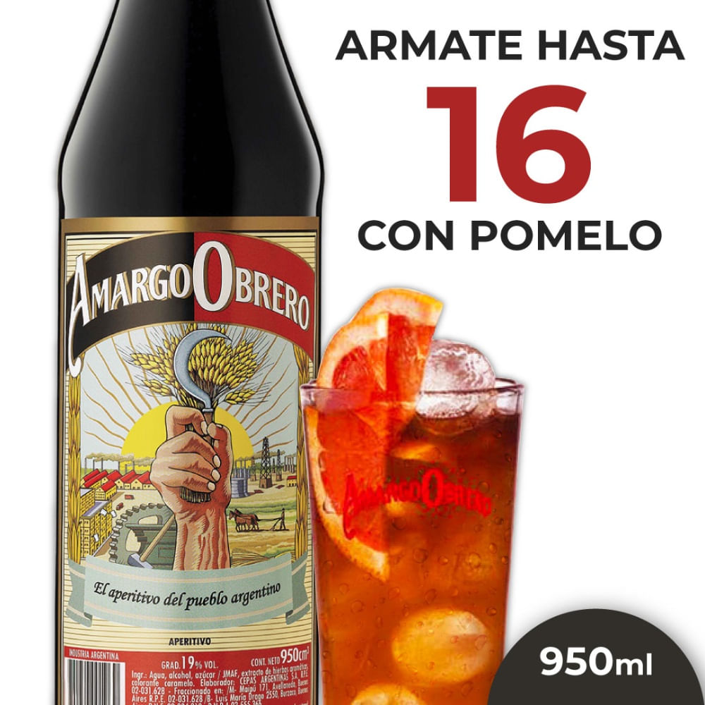 Aperitivo Amargo Obrero 950 Ml - imagen del producto