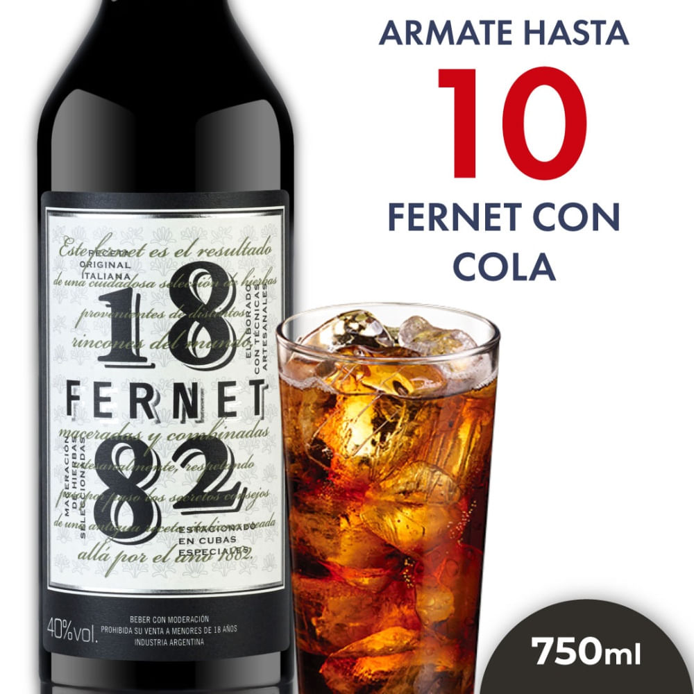 Aperitivo Fernet 750 Ml 1882 x 6 Un - imagen del producto