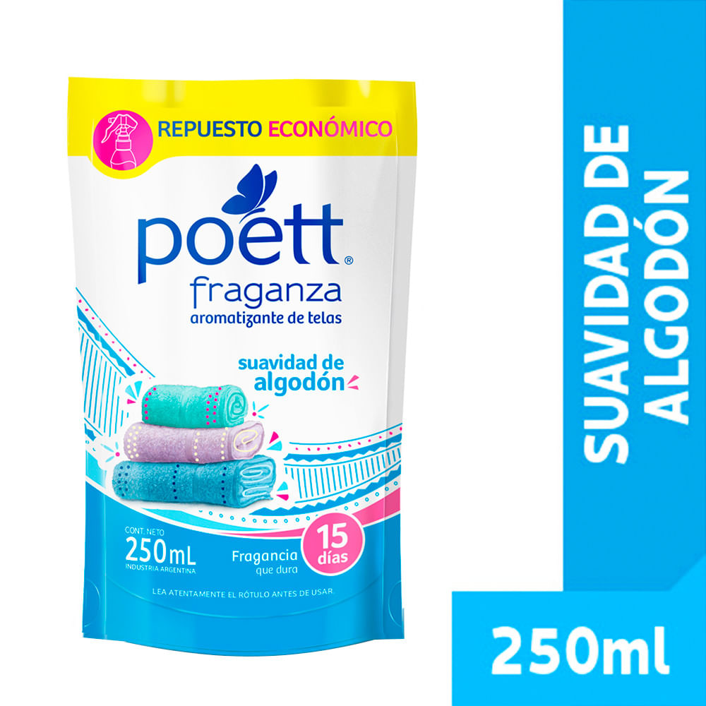 Aromatizante De Tela Fraganza Suavidad De Algodón Repuesto Poett X 250 Ml - imagen del producto