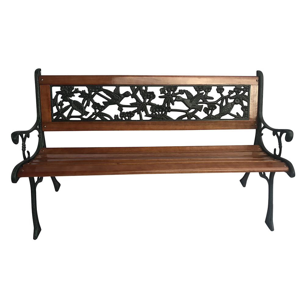 Banco De Hierro Y Madera Hojas Outzen - imagen del producto