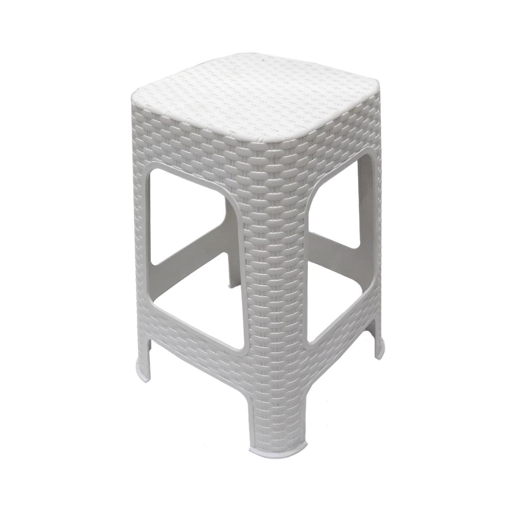 Banqueta plastica simil ratan blanca - imagen del producto