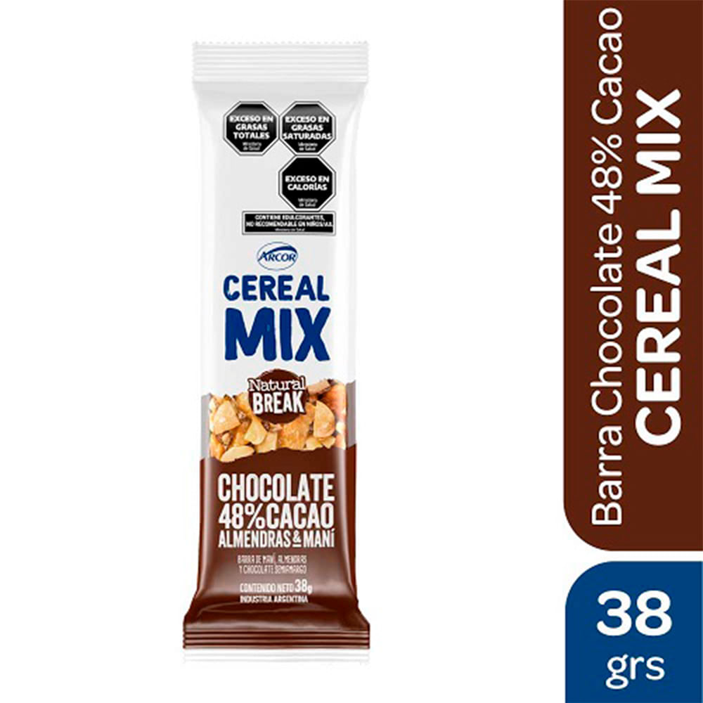 Barra de Cereal Sabor Chocolate y Almendras 38 Grs Cereal Mix - imagen del producto