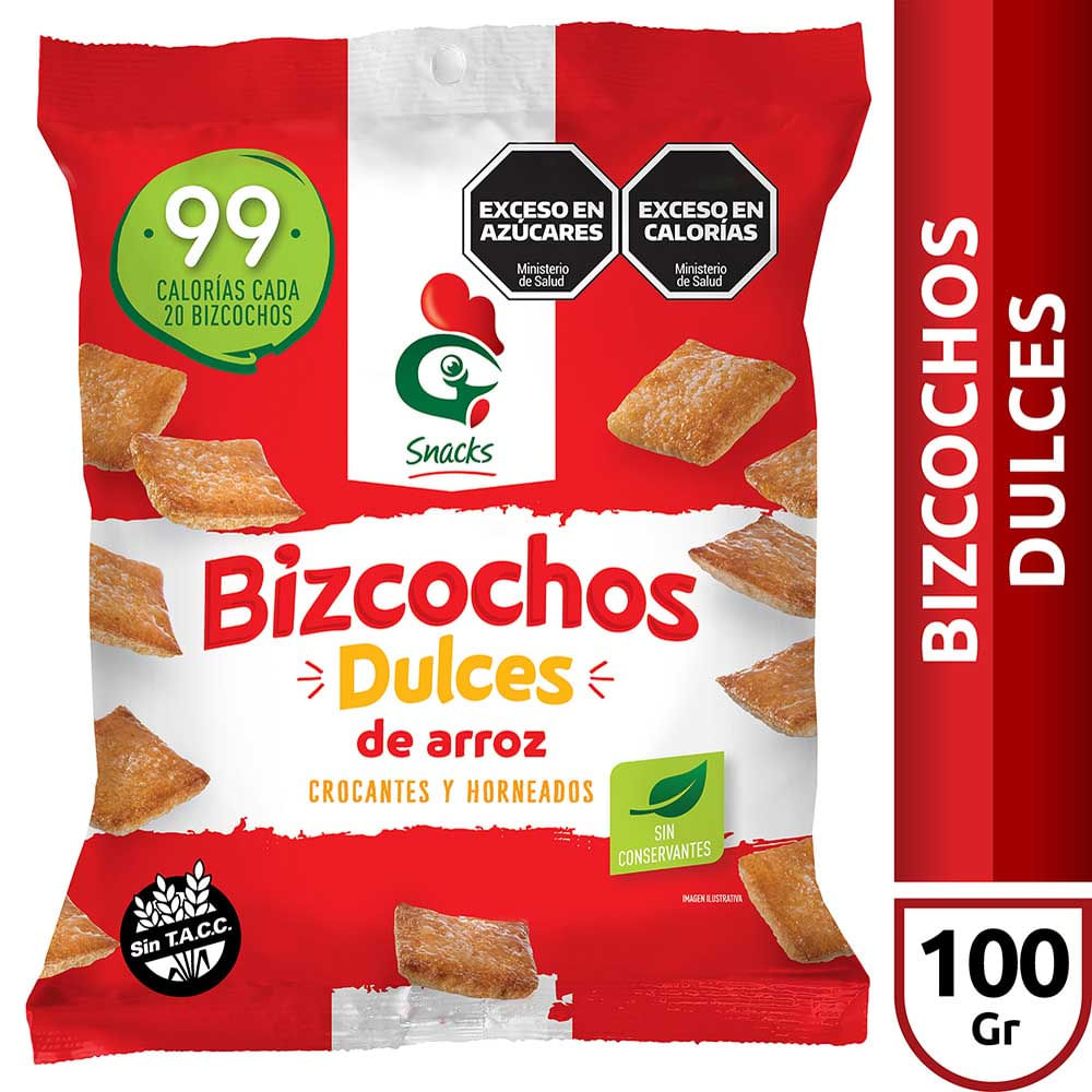 Bizcocho Arroz Gallo Snack Dulce X 100gr - imagen del producto