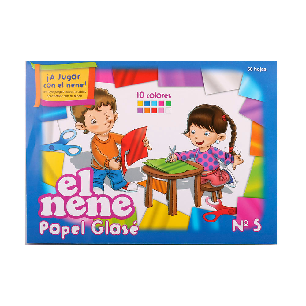 Papel Glasé N° 5 10 Colores x 50 Un El Nene - imagen del producto