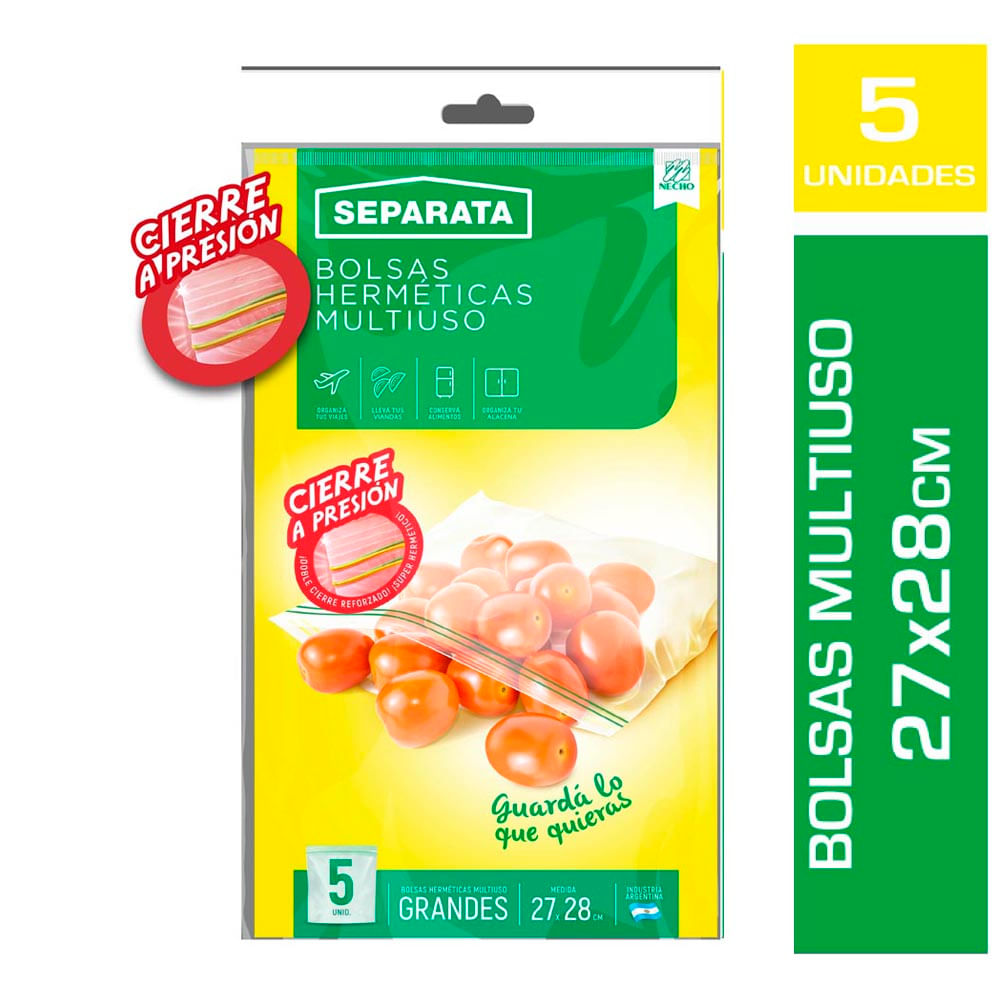 Bolsa con Cierre a Presión Transparente 27 x 28 Cm x 5 Un Separata - imagen del producto