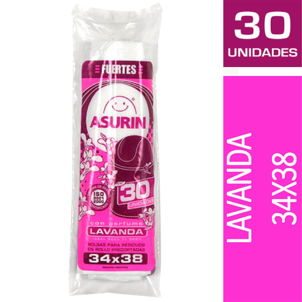 Bolsas para residuos Asurín baño lavanda 34x38cm x 30 u. - imagen del producto