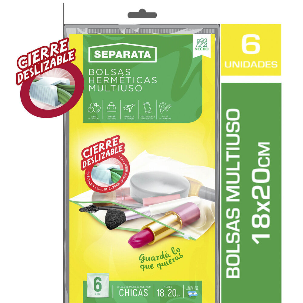 Bolsas herméticas Separata multiuso cierre deslizable 18x20 cm 6 u. - imagen del producto