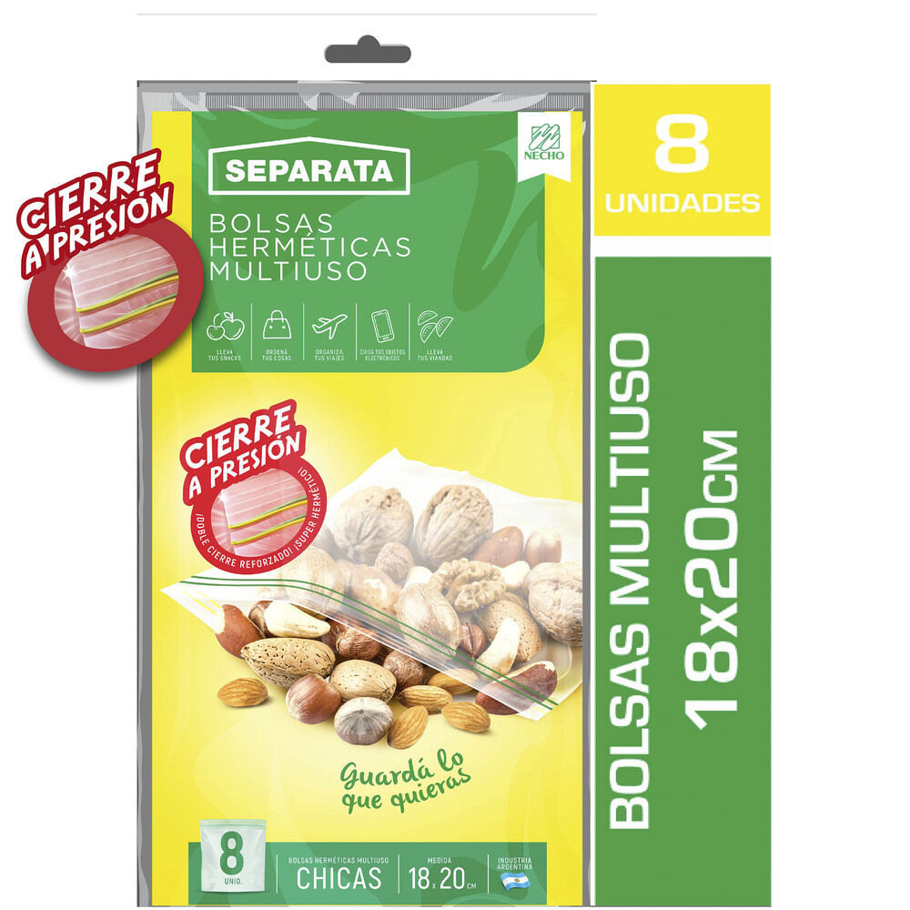 Bolsas herméticas Separata multiuso con cierre a presión 18x20 cm 8 u. - imagen del producto