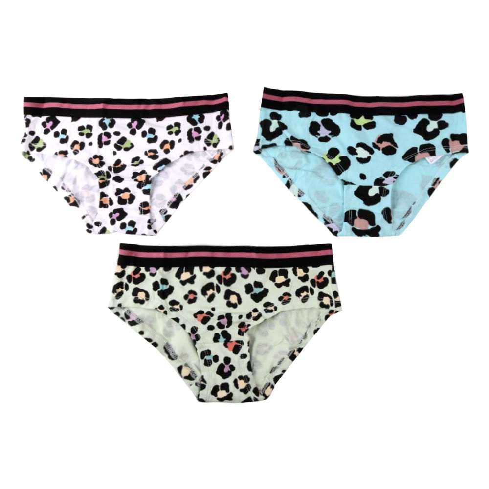 Bombachas Algodón Niña Estampado Animal Print x 3 Un Talle 8-16 Urb - imagen del producto