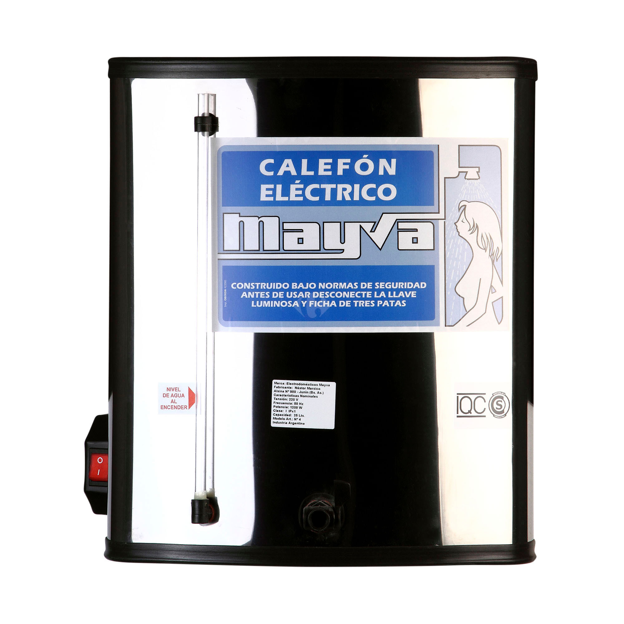 Calefón eléctrico Mayva 25 lts. acero - imagen del producto