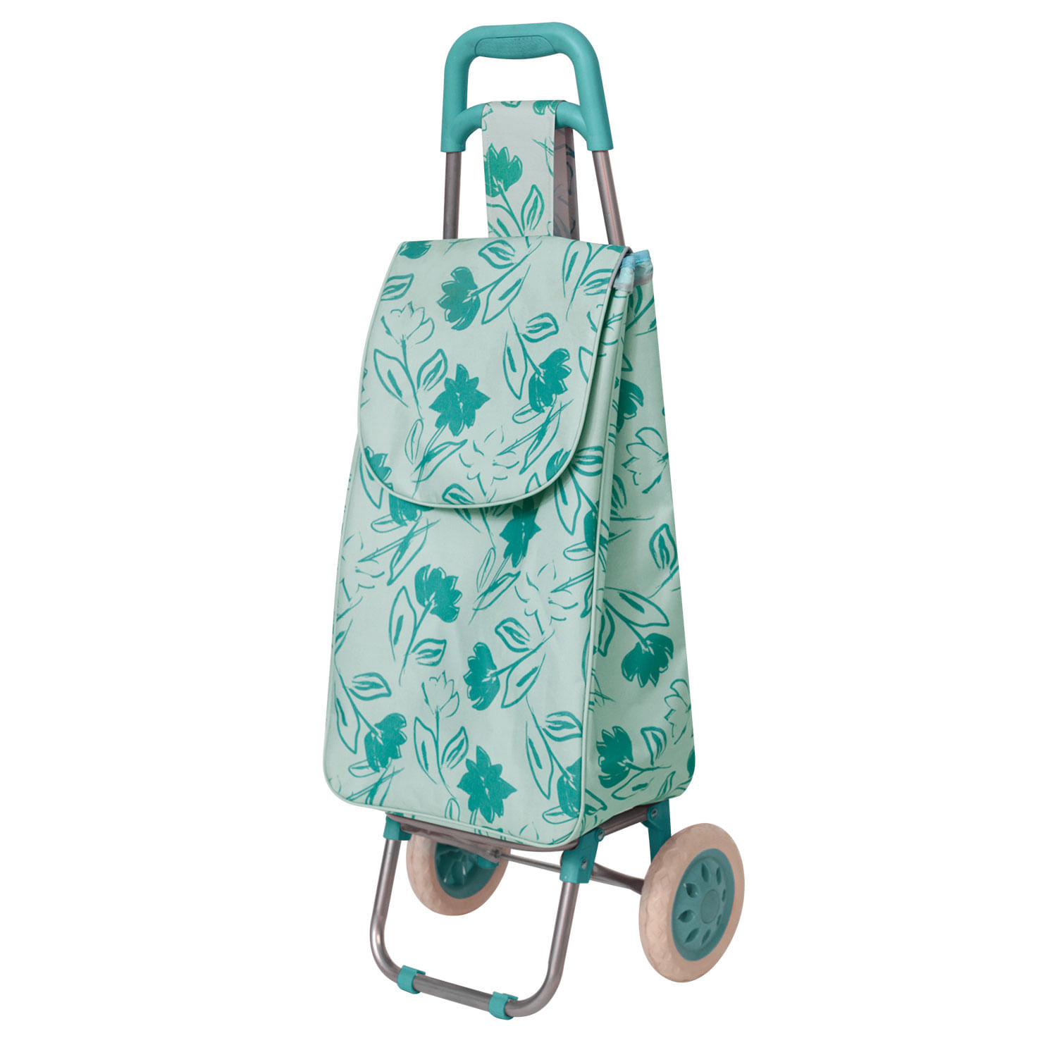 Carrito de compras Estampado Verde Hierro y Poliéster y Polipropileno 20 Kg Krea - imagen del producto
