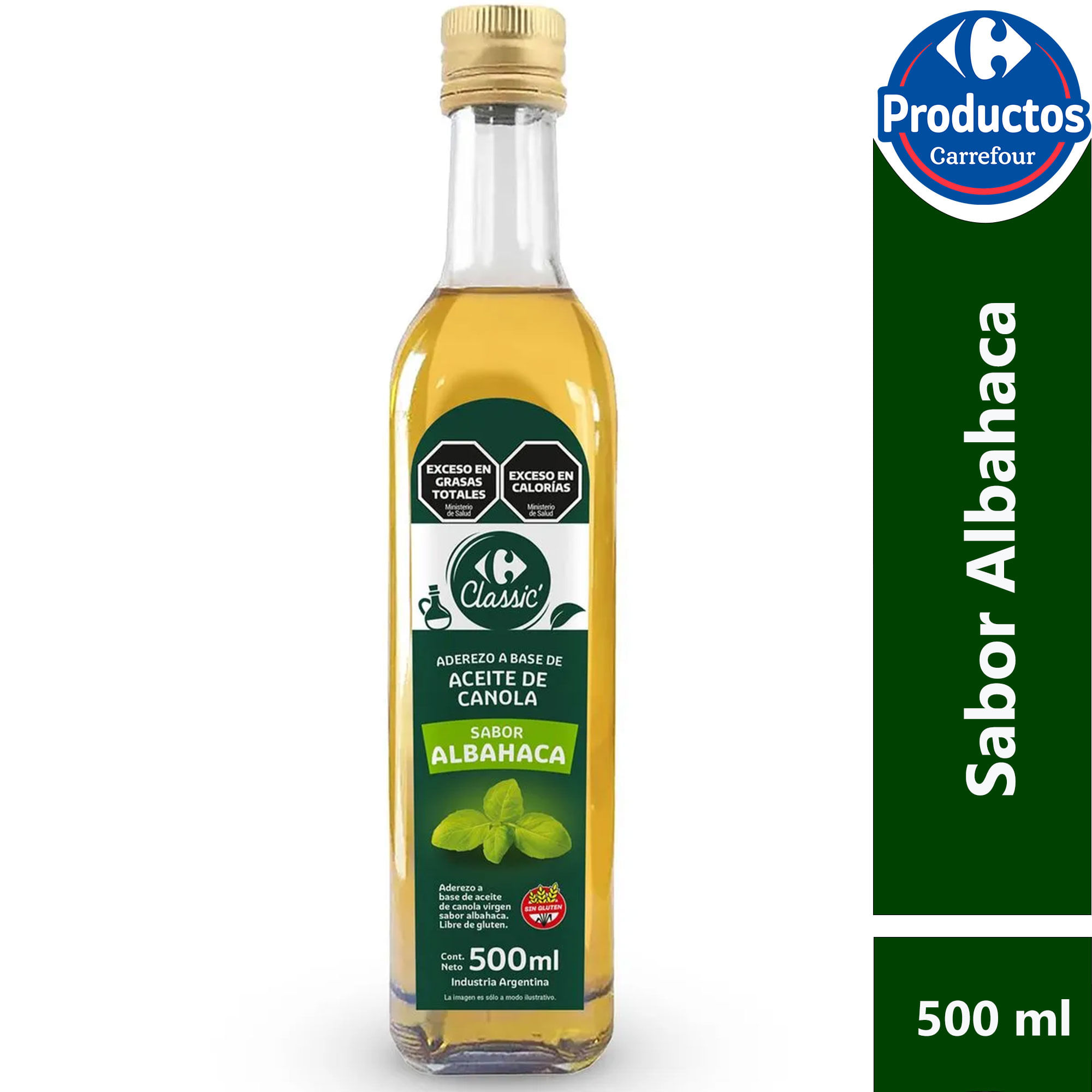 Aceite de canola Carrefour Classic albahaca sin gluten 500 ml image