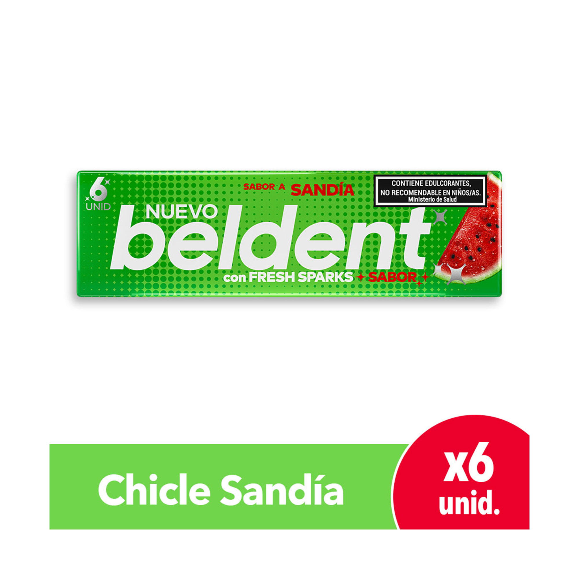 Chicles Beldent Sandia Dulce 6 uni - imagen del producto