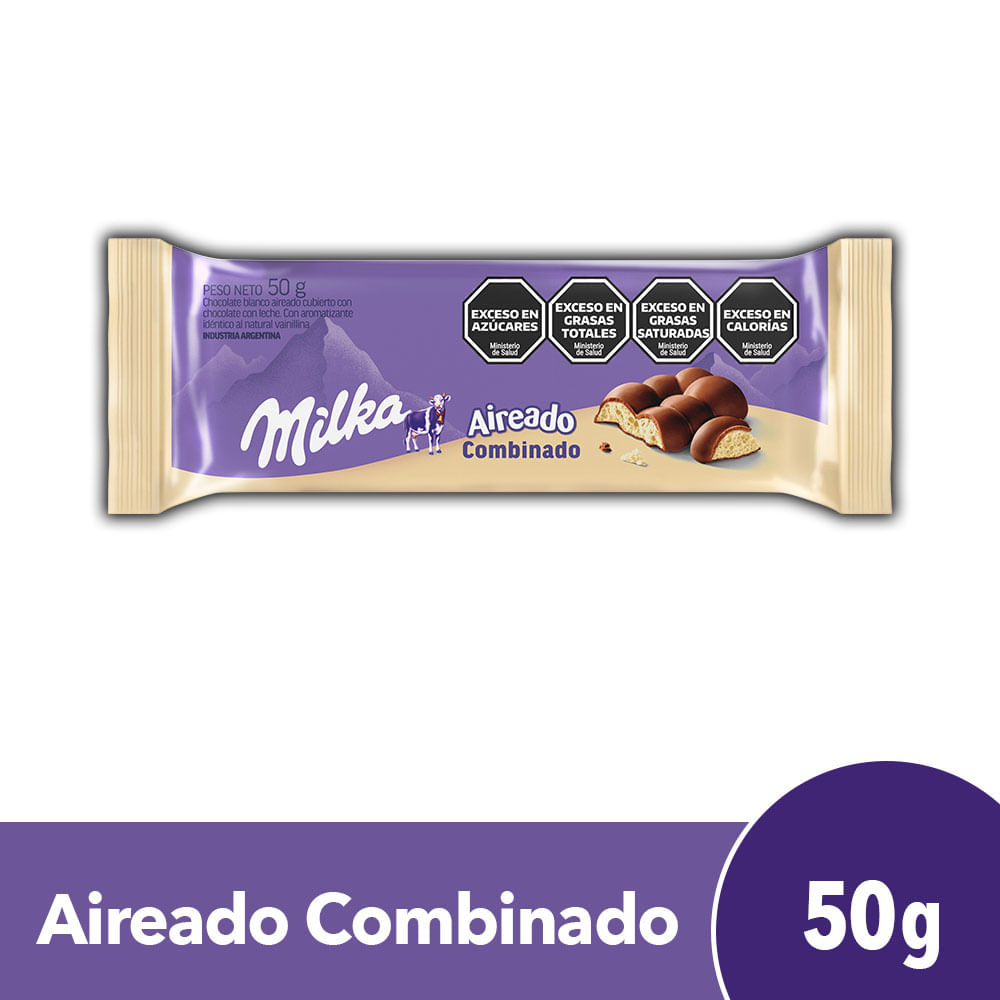 Chocolate Milka aireado combinado 50 g. - imagen del producto