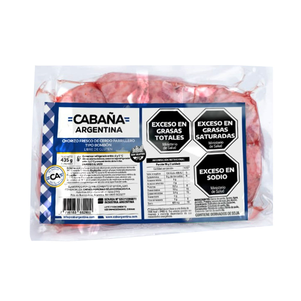 Chorizo Bombón Parrillero Al Vacio -6u - 435grs- Cabaña Argentina - imagen del producto
