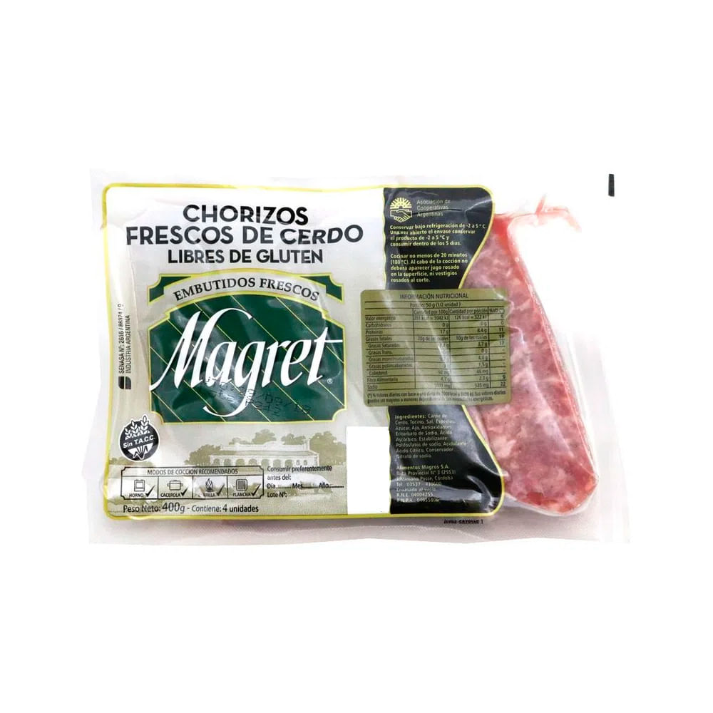 Chorizo Fresco Envasado Al Vacio 4 U - 400 Grs - Magret - imagen del producto