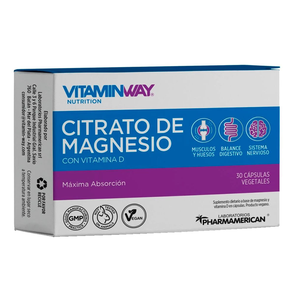 Citrato De Magnesio Vitamin Way 30 Cápsulas Vegetales - imagen del producto