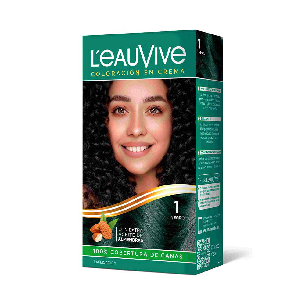 Tintura en Crema Protección del Color N° 1 Negro 47 Ml L'Eau Vive - imagen del producto