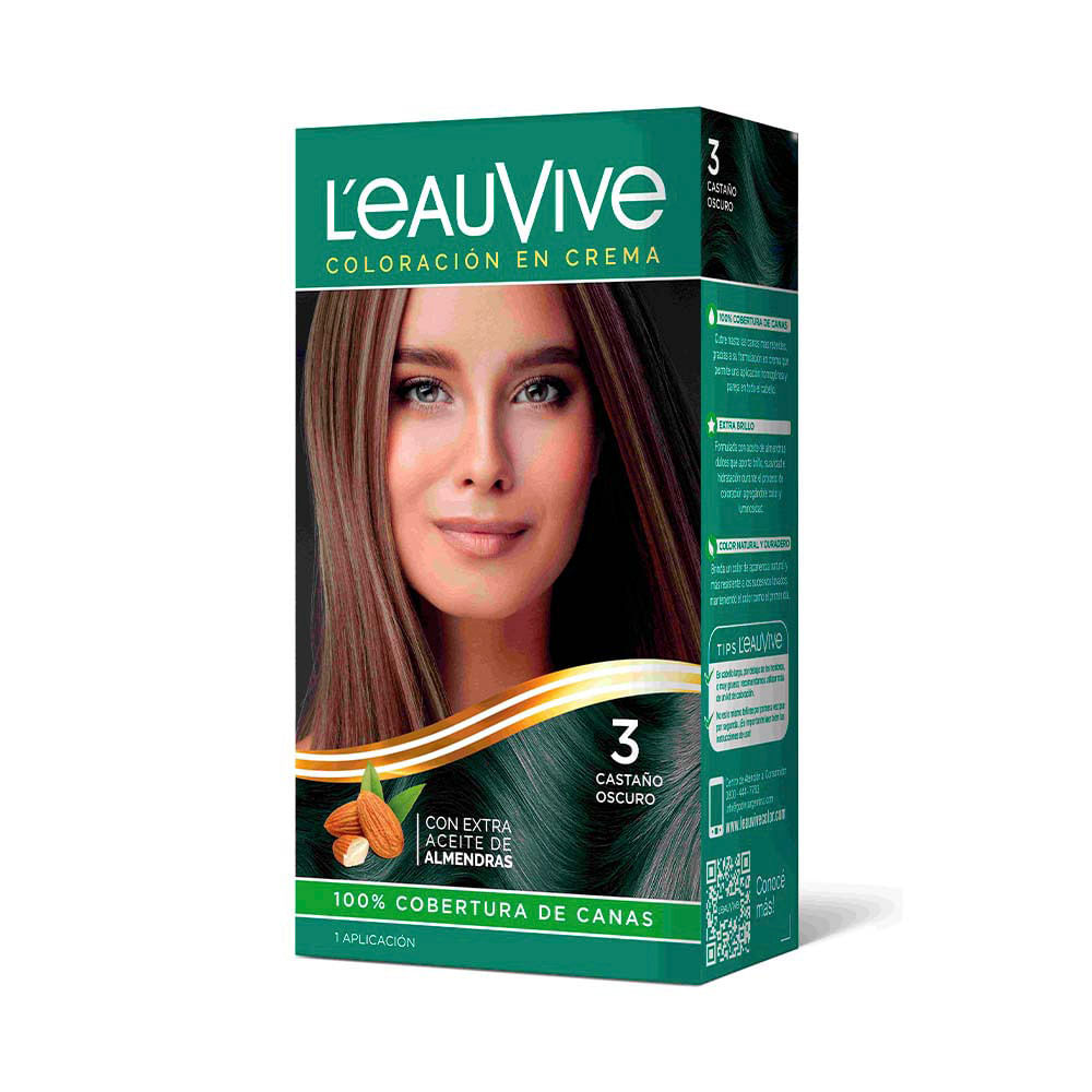 Tintura en Crema Protección del Color N° 3 Castaño Oscuro 47 Ml L'Eau Vive - imagen del producto