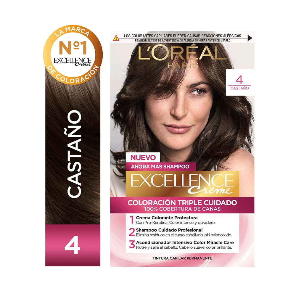 Tintura Triple Cuidado Tono N° 4 Castaño 1 Un Excellence - imagen del producto