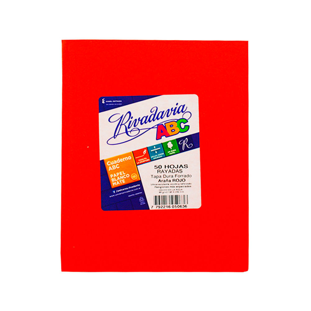 Cuaderno Rayado 50 Hojas Rojo Rivadavia ABC - imagen del producto