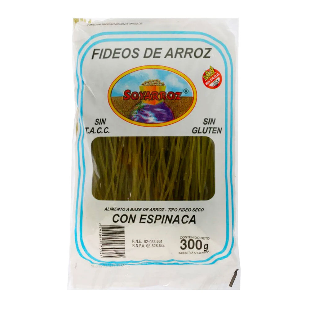 Fideos de Arroz Sabor Espinaca 300 Grs Soyarroz - imagen del producto