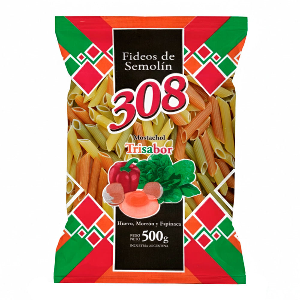 Fideos De Semolin 308 Mostacholes Trisabor 500 G - imagen del producto