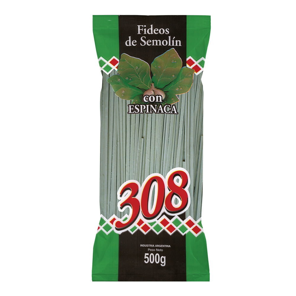 Fideos Tallarín 308 Espinaca 500g - imagen del producto
