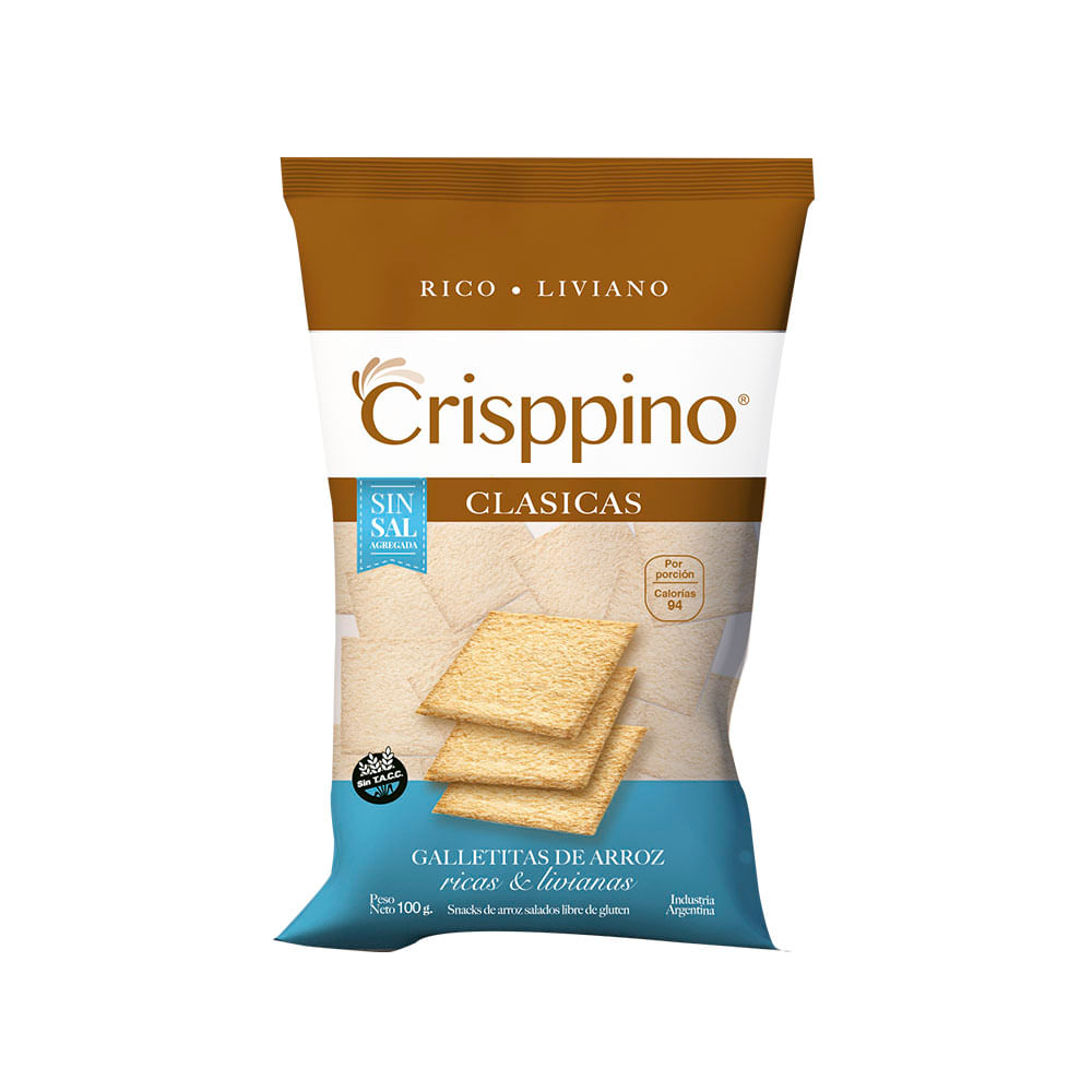 Galletita De Arroz Clásica Sin Sal 100 Gr Crisppino - imagen del producto