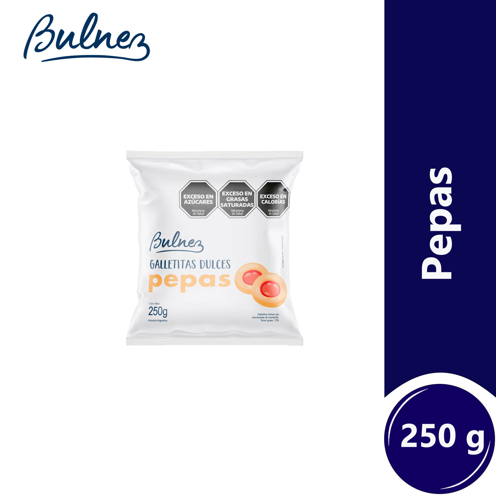 Galletitas dulces pepas Bulnez en bolsa 250 grs - imagen del producto
