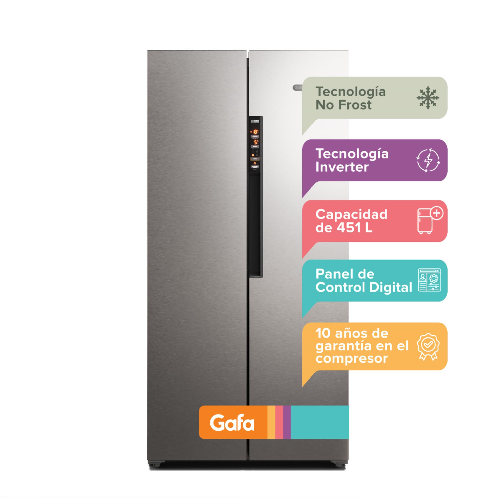 Heladera No Frost Inverter Gafa Inox 451 L Hgsbs457x - imagen del producto