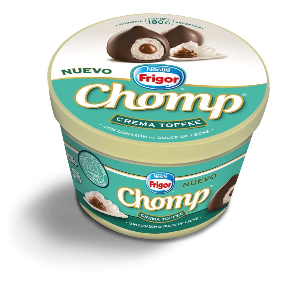Helado Sabor Crema Toffee con Corazón de Dulce de Leche Chomp 180 Grs Frigor - imagen del producto