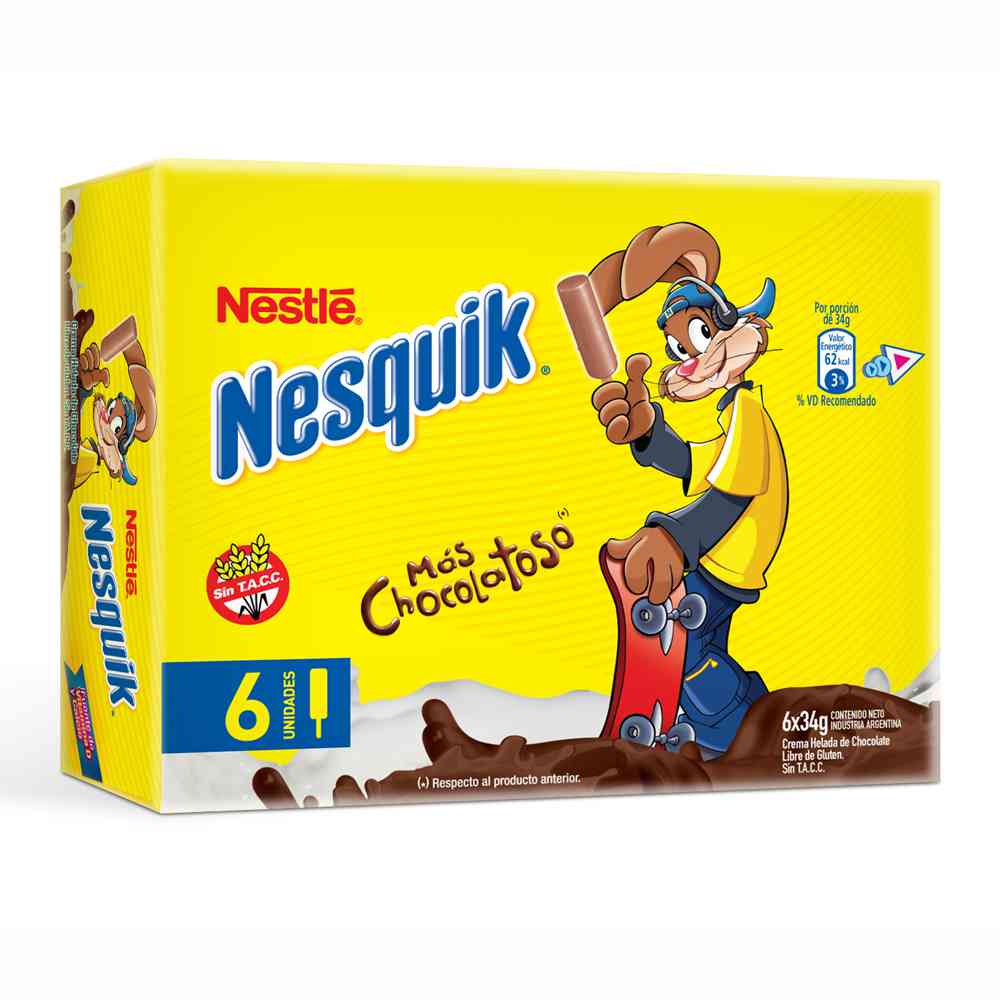 Helado Sabor Chocolate Nesquik x 6 Un 204 Grs Frigor - imagen del producto