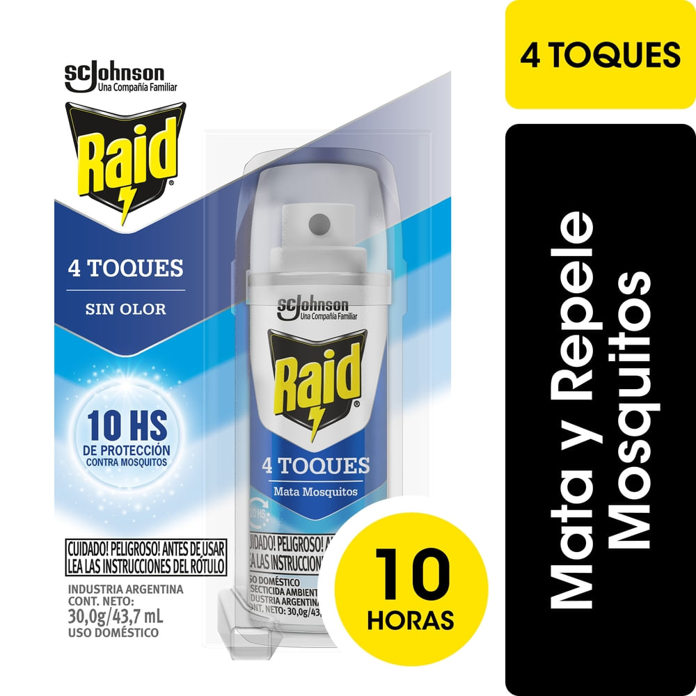 Insecticida Mata Mosquitos 4 Toques Spray 43,7 Ml Raid - imagen del producto