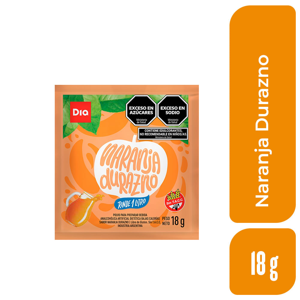 Jugo en Polvo DIA Naranja y Durazno 18 Gr. - imagen del producto