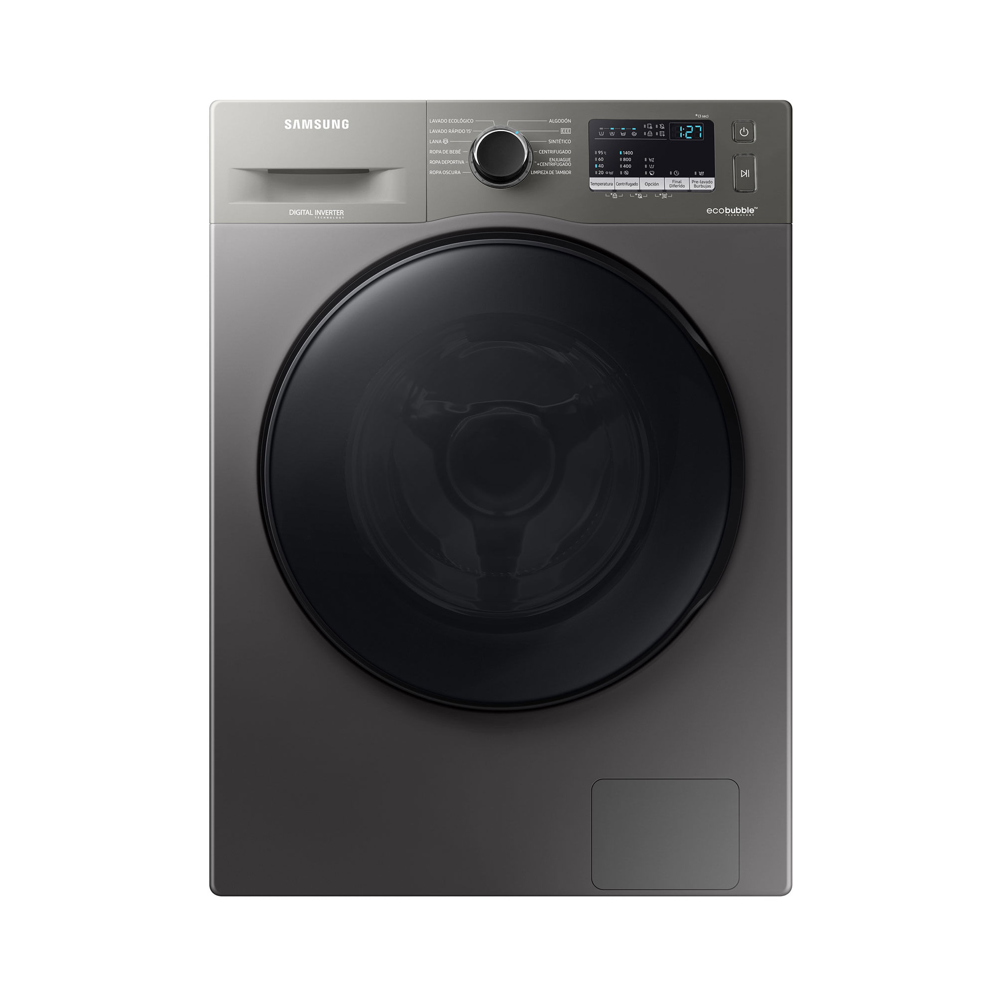 Lavarropas Digital Inverter 9,5 Kg 1400 RPM Carga Frontal Gris Samsung WW95AA046BXUBG - imagen del producto