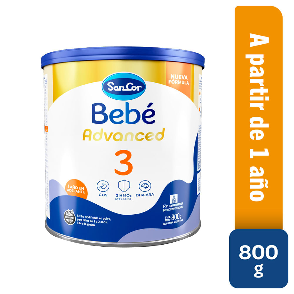 Leche Infantil En Polvo Sancor Bebé 3 Advanced En Lata 800 G - imagen del producto