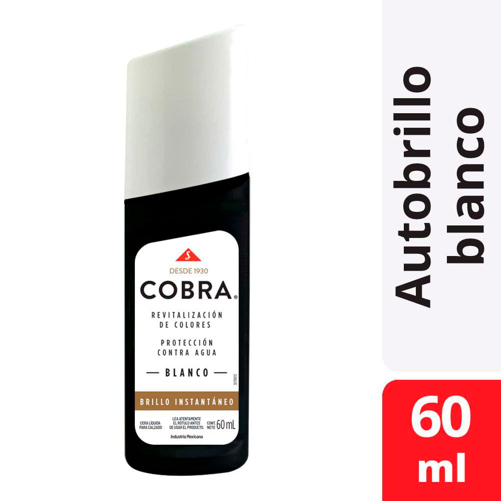 Pomada líquida para calzado Cobra autobrillo blanco 60 cc. - imagen del producto